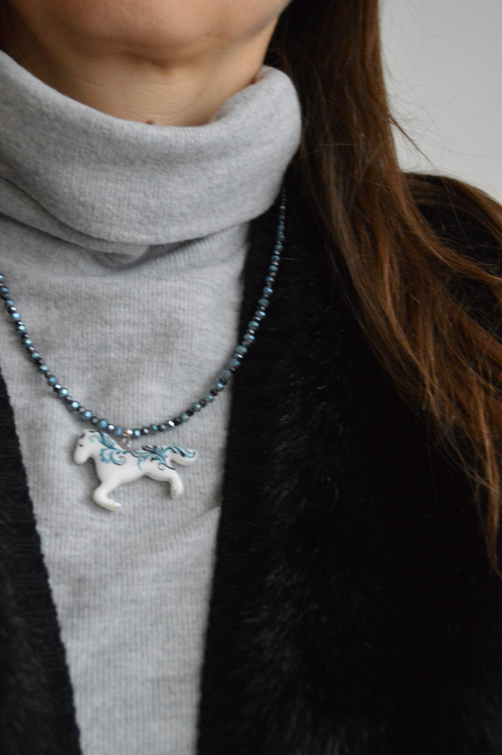 Намисто "Коник". Прикраса коник. Підвіска - коник з полімерної глини. Намисто з коником. Коник з малюнком. Коник розпис.