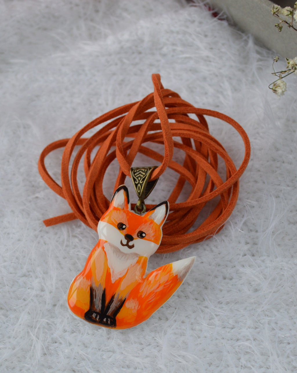 Прикраса Підвіска на шнурочку Лисичка розмальована Подарунок мамі