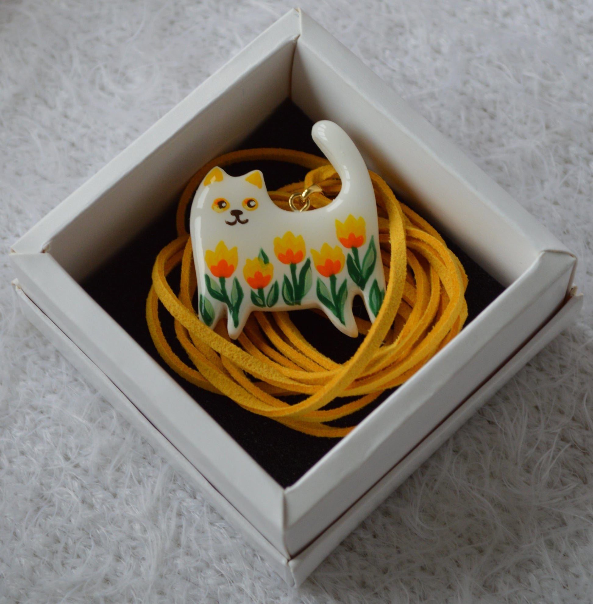 Прикраса "Підвіска Котик з розписом". Подвес котик. Украшение на шею.